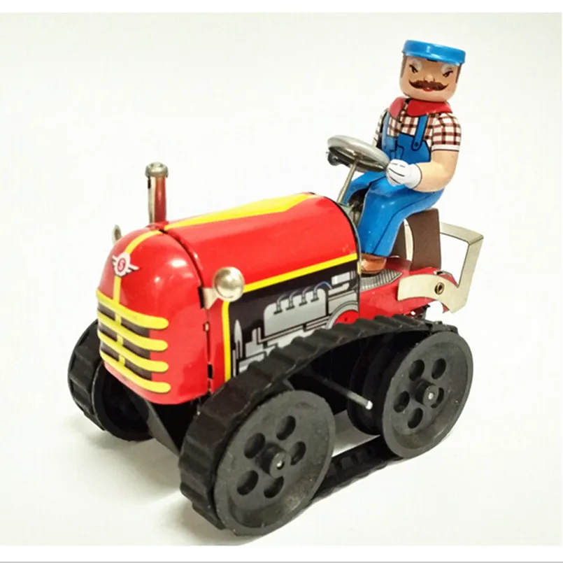 BEIOUFENG Vintage Tractor Wind Up Tin Toy with Clockwork,Handmade