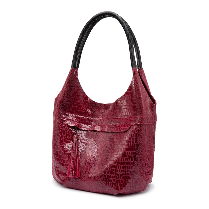REALER Брендовая женская сумка из натуральной кожи с кисточками, женская сумка на плечо, роскошные модные дизайнерские сумки, сумки-мессенджеры для женщин - Цвет: red