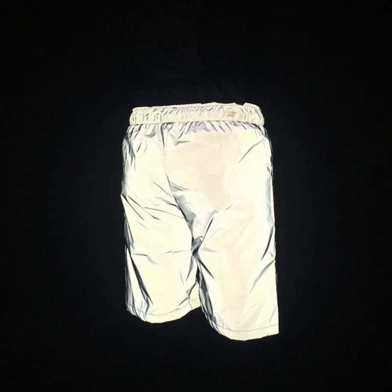 Ночной светильник, светоотражающие шорты для мужчин и женщин, блестящие шорты в стиле хип-хоп, повседневные шорты, однотонные шорты с низкой талией и эластичной талией