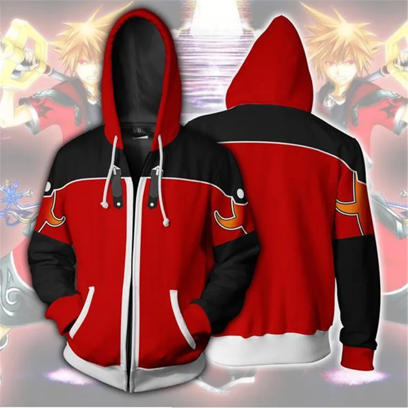 Fans Wear Mens 3D Sweatshirt Kingdom Hearts Hoodies Sora Wisdom Form Zip Up Hoodie