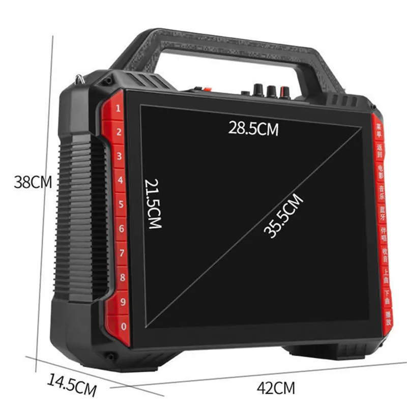 Двойной динамик s высокой мощности Bluetooth динамик видео плеер 14 дюймов HD экран MP3 MP4 караоке машина отправить беспроводной микрофон - Цвет: Красный
