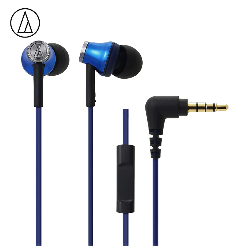 Audio-Technica ATH-CK330IS проводные наушники 3,5 мм разъем в уши с микрофоном проводное управление для Xiaomi huawei Oppo и т. Д - Color: blue