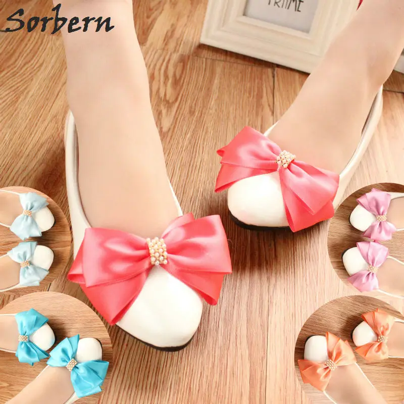 

Sorbern Multi Color Bow Women Flat Shoes Wedding Bridesmaid Girls Shoe Beaded Flats Slip On Shoes For Pregnant Woman