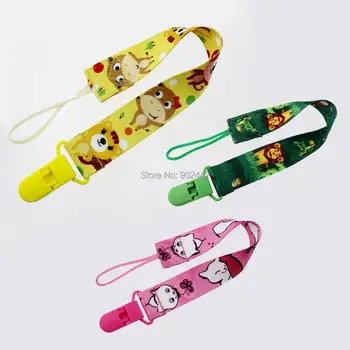 

1000 PCS Fashion Baby Pacifier Clip Ribbon Type Baby Pacifier Holder With Plastic KAM Clip Assorted Designs Free Shipping