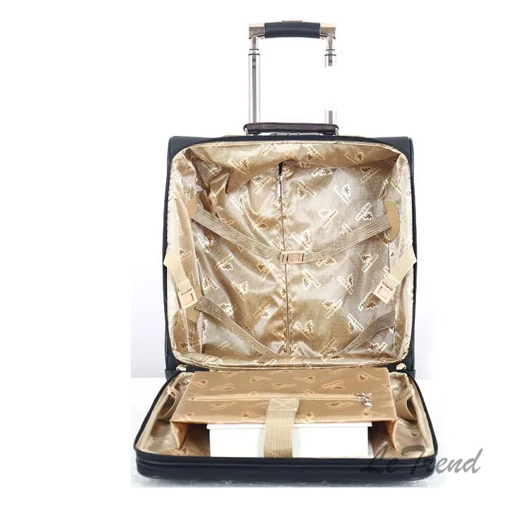 Letrend бизнес багаж на колёсиках Спиннер 18 дюймов PU чемодан на колесиках Высококачественная дорожная сумка для мужчин чемодан с паролем колеса