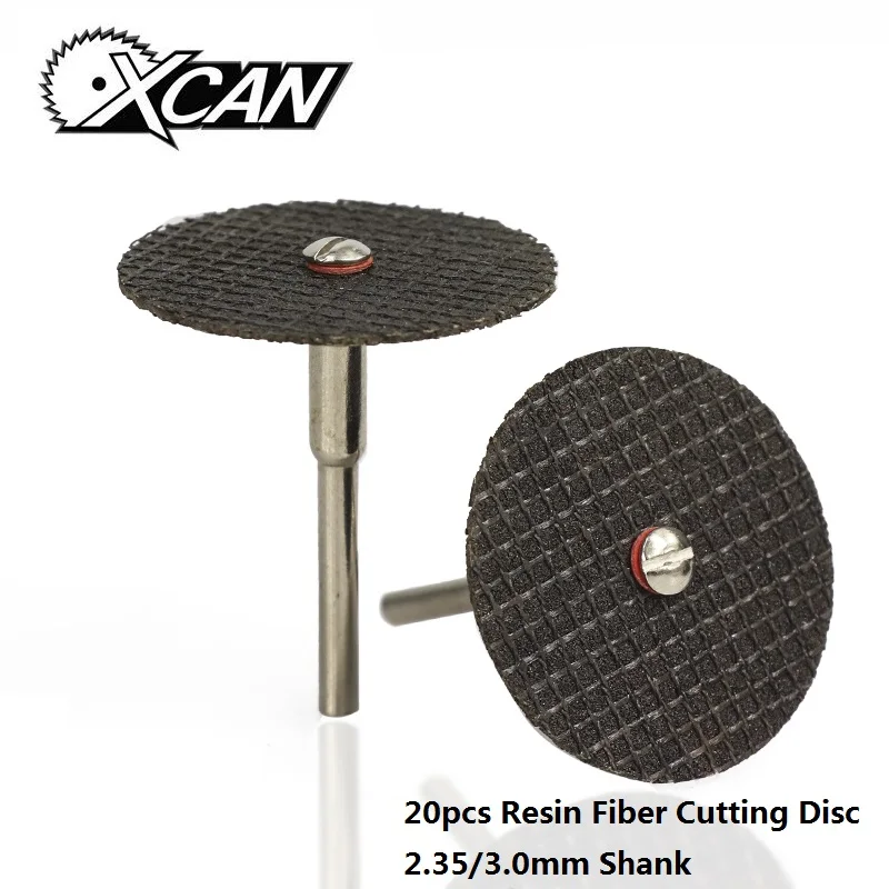 XCAN 20pcs 2.35mm/3.0mm Shank Resin Fiber Cutting Disc Metal Cutting