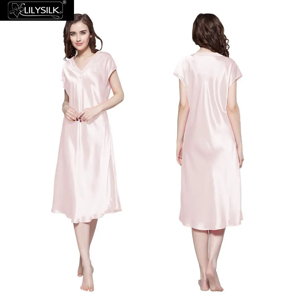 Lilysilk Pure Silk Long Nightgowns Women 22 Momme Sensitive Skin Care ...