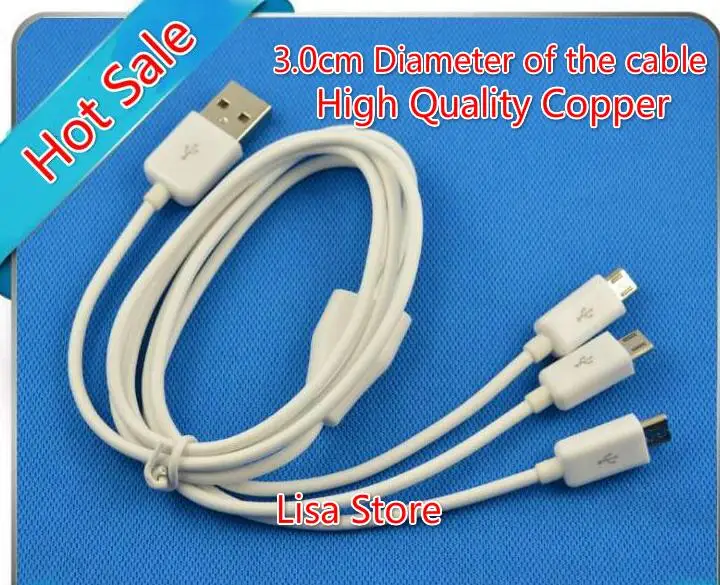 US $179.38 Free DHL 100pcs High Quality Copper 3mm Diameter 3 In 1 Micro USB Data Cable Fast Charge Cable For Huawei Samsung Xiaomi Android