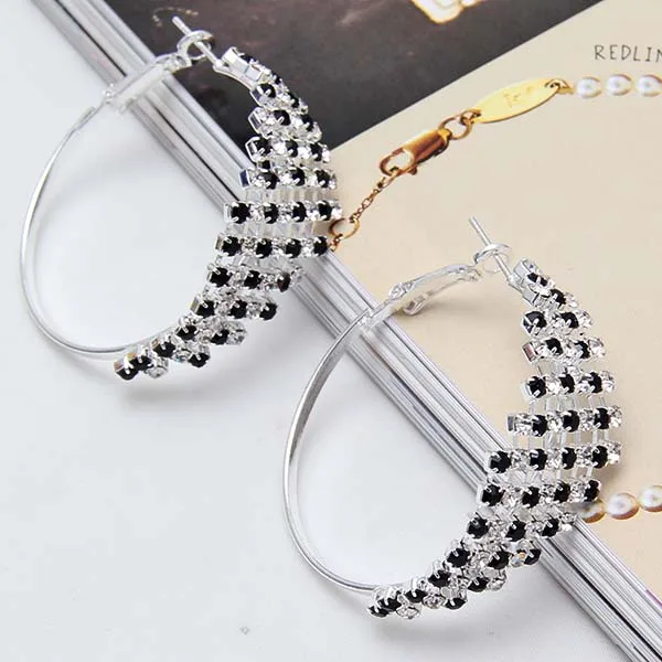 Popular Black Rhinestone Hoop EarringsBuy Cheap Black Rhinestone Hoop