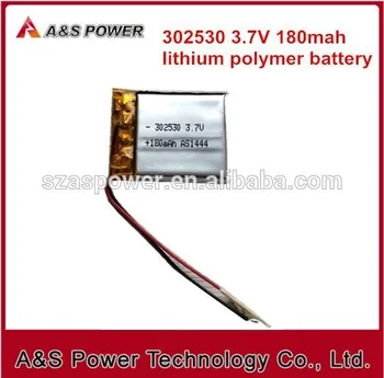 

Rechargeable 302530 Lithium battery 3.7v 180mAh for digital lipo battery