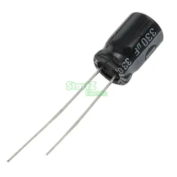 

100Pcs 25V 330uF 105C Radial Electrolytic Capacitor 8x12mm 330uF 25V Black