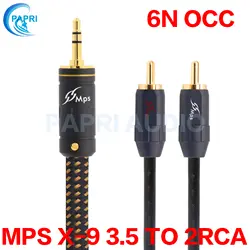 MPS X-9 динамик кабель HiFi 99.99997% OCC Посеребренная проволока 3,5 мм до 2RCA Вилки штекер до 3,5 мм разъем для аудио усилители домашние