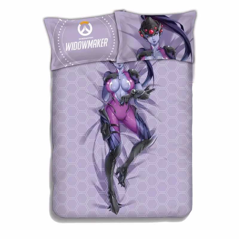 Японское аниме Overwatch Widowmaker постельные принадлежности простыни комплекты постельного белья покрывало наволочка чехол 4 шт