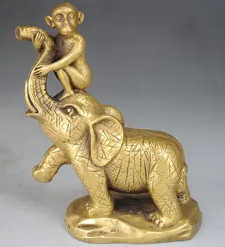 

Chinese Feng Shui brass Zodiac Year Monkey Elephant Statue Sculpture