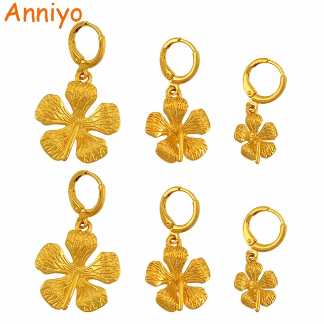 Anniyo Guyana Flower Earrings Kiribati Earring Gold Color Plant Anniyo Guyana Flower Earrings Kiribati Earring Gold Color Plant Micronesia Islands Marshall Jewelry For Women S