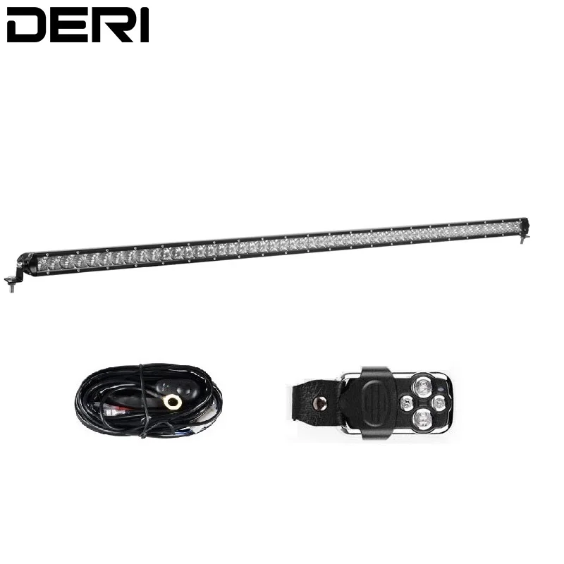 

5D 51 inch 250W Super Slim Straight Single Row Led Work Light Bar with Wireless Remote Control Kit SUV Offroad Mini Headlight