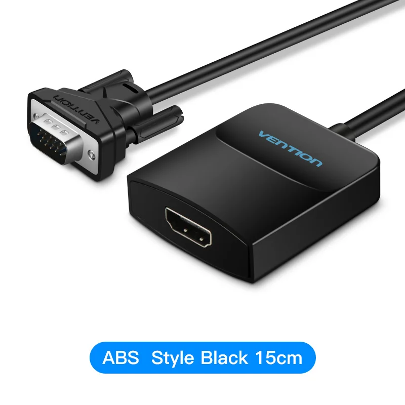 Vention преобразователь из VGA в HDMI кабель аналоговый AV в цифровой конвертер адаптер с аудио 1080P для ПК ноутбук к HDTV проектор горячая распродажа - Цвет: Black