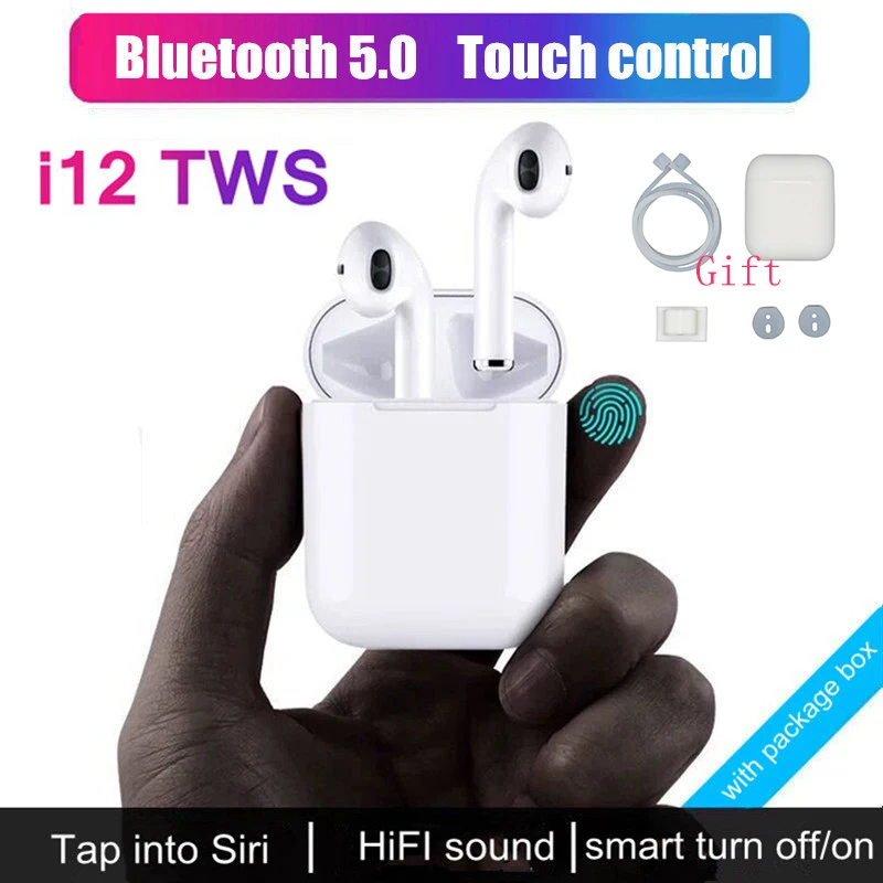 

i12 Mini TWS Touch Bluetooth 5.0 Earphone +Cover Case 3D Stereo Headset Wireless Earbuds for iPhone For Samsung