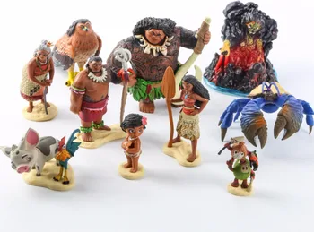 

Hot Toys 10PCS /set Moana Princess Moana Maui Waialik Heihei Action Figures Toys For Children Gifts Collections