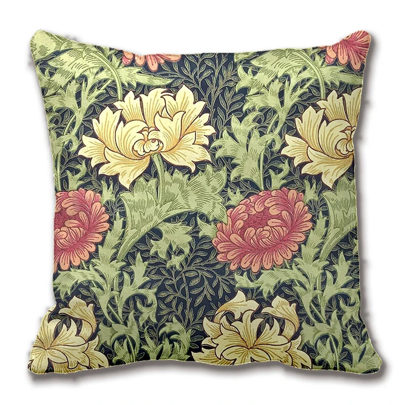 Floral William Morris Damask Throw Pillow Cover w Optional Insert by Roostery