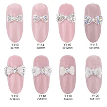10 шт жемчужины для дизайна ногтей AB Стразы Кристалл Галстук-Бабочка Сплав бант для ногтей dekor украшения аксессуары Y113~ 120
