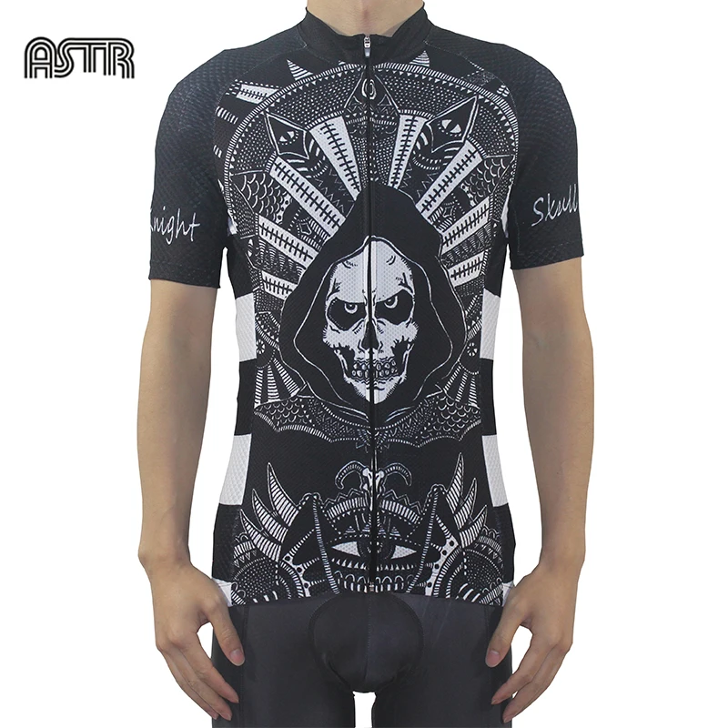

2019 Devil knight Men Cycling Jersey Breathable Dye Sublimated Racing Cycling Shirts Reflective Black and white Pro Bike Wear