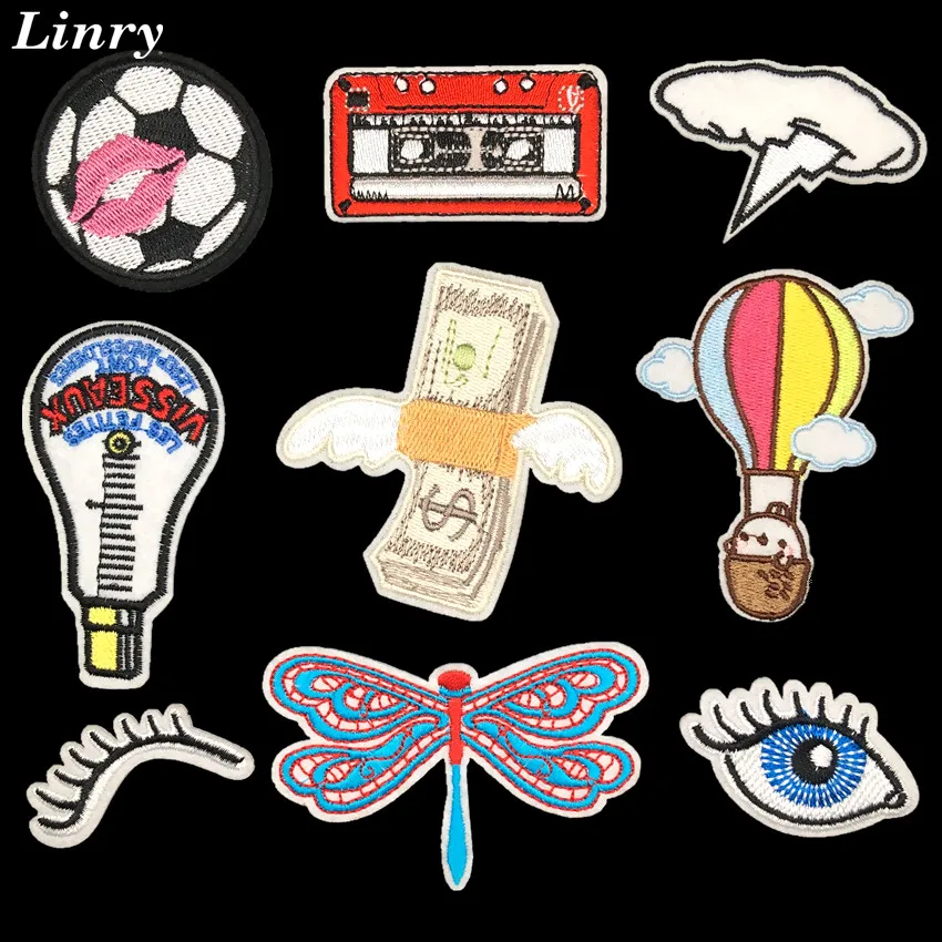 

Big Eye Fly Money Embroidered Patches Iron On Patch For Clothes Trousers Football Stickers DIY Bag Caps Apparel Accessories