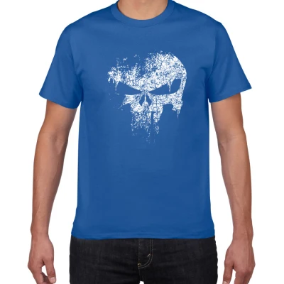 Новинка, повседневные мужские топы, футболка с принтом "Каратель", хлопковая футболка с коротким рукавом и круглым вырезом, Мужская футболка с черепом, Мужская одежда, camiseta - Цвет: sapphire blue