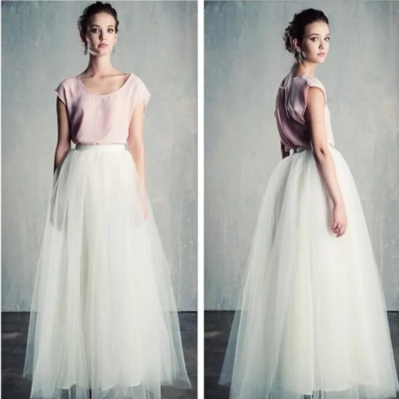 Elegant White Maxi Long Skirt Soft Tulle Skirts Wedding Skirt A Line