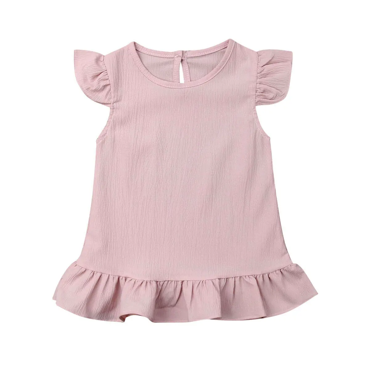 

Summer Toddler Kids Baby Girl Clothes Solid Cotton Chiffon Party Dress Fly Sleeve Sundress