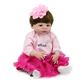 

New 55cm Full silicone body reborn girl baby doll toys newborn princess babies can bath doll fashion birthday gift girl brinqued