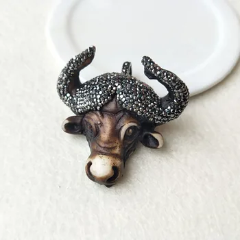 

5pcs/lot horn cattle Tau Resin Pendant,Longhorn bull head oxhead charm rhinestone Paved for DIY jewelry necklace making P431