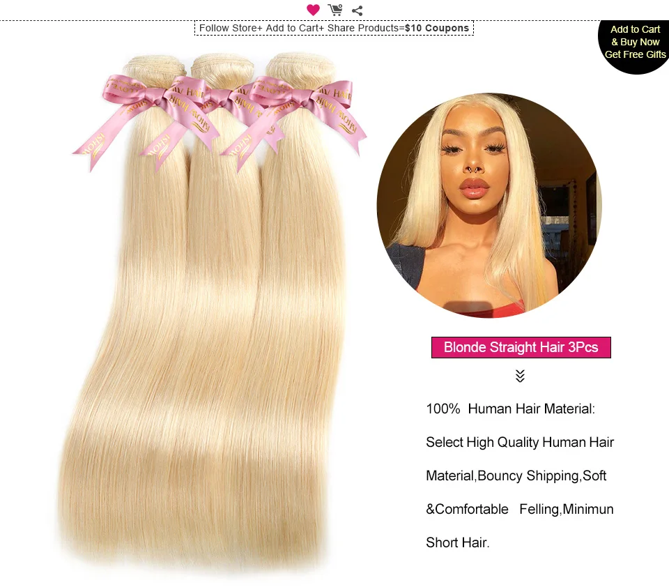 ishow blonde straight human hair bundles (4)