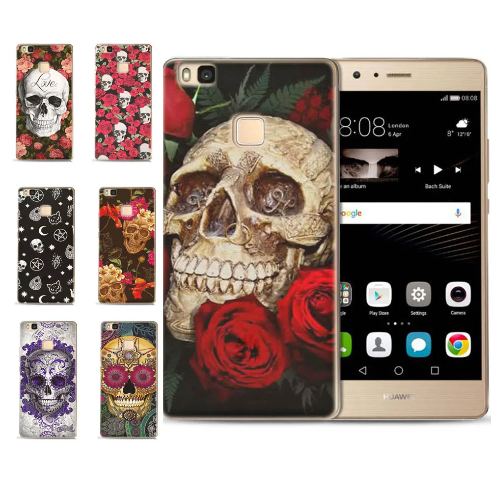 MLCRIYG Soft Phone Case For Huawei P9 Lite/P8 Lite/P10 Lite TPU Colorful Cute Peacock Skull Painted Silicone Fundas C029 |