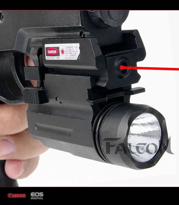Tactical Red Dot Laser Sight Picatinny Rail + Led Flashlight Combo