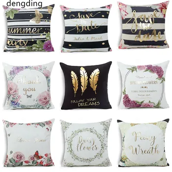 

printed pillow cases Nordic Cotton Polyester Feather Printed Meaningful Words Home Decorative Pillow Cover