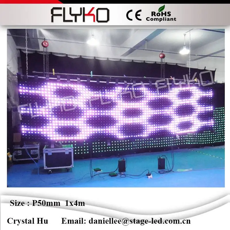 

RGB3IN1 stage light fireproof led clothes LED video curtain P5cm 4x1m