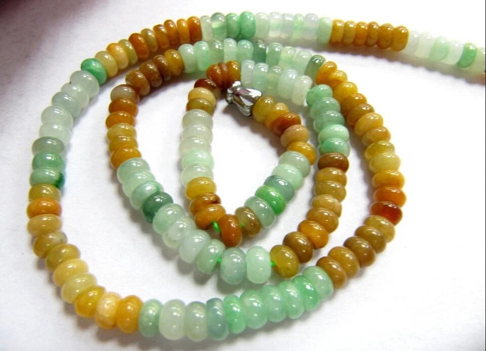 

0001423 New 100% Nautral Three-Color Jade A Grade Jade Jadeite 5mm Beads Necklace