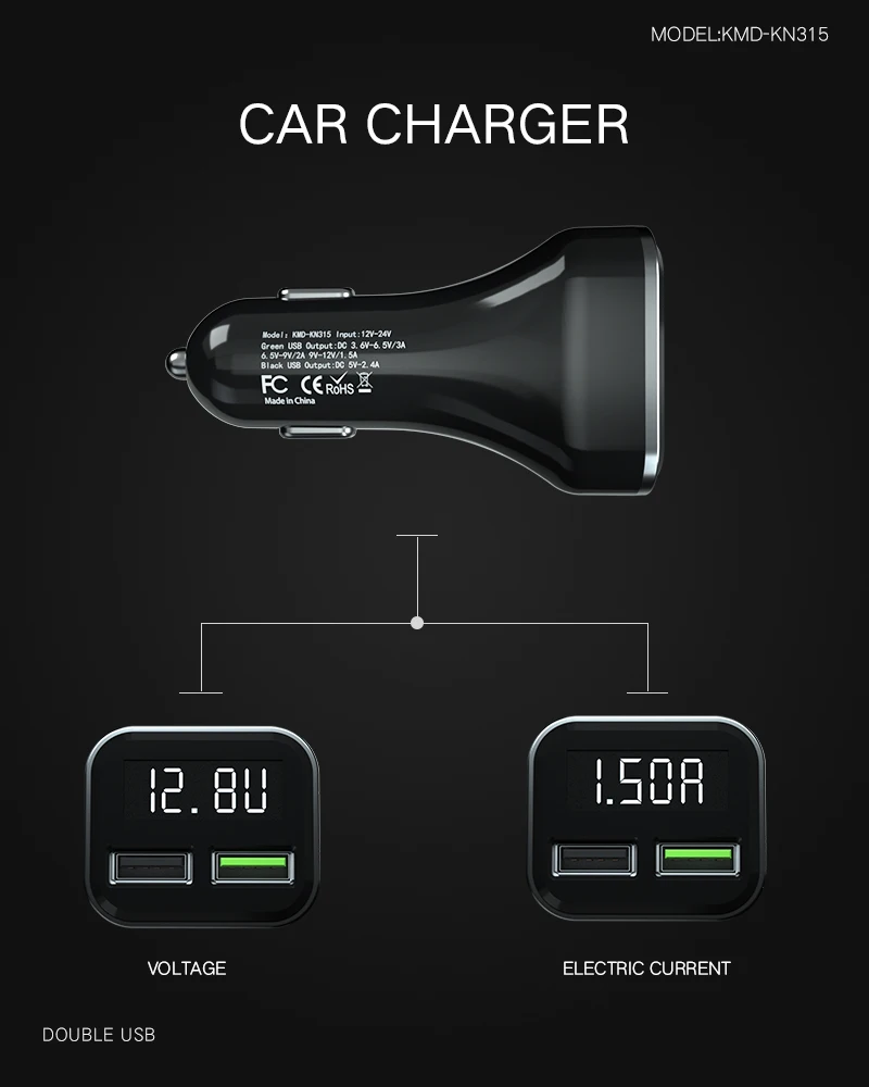 CRDC автомобильное зарядное устройство Quick Charge 3,0 светодиодный дисплей USB быстрое зарядное устройство для Xiaomi iPhone X huawei samsung S9 S8 QC 3,0 USB Автомобильное зарядное устройство