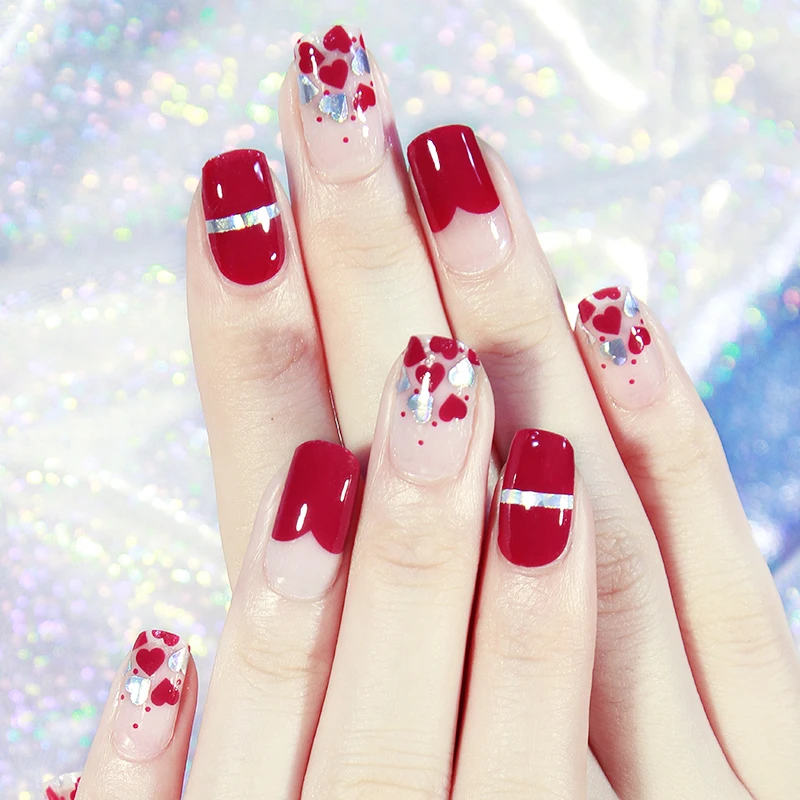 

20PCS/Set Nail Polish Sticker Red Heart Full waterproof Non-toxic Nail Art Water Decals Nails Transfer Stickers Decoration Tools