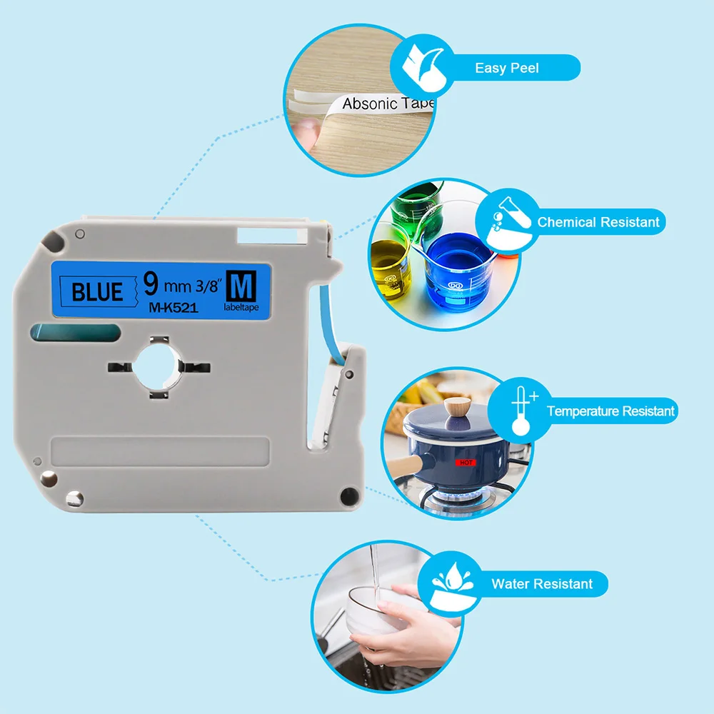 Absonic 12 мм* 8 м M-K131 M-K231 M-K431 M-K531 M-K631 M-K731 запечатанных лент совместимый для брата PT-90 PT-80 PT-65 PT-45 PT-M95 PT-60