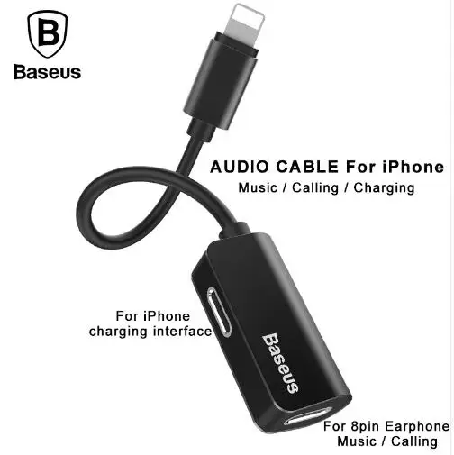 Beste Baseus Aux Audio Kabel voor iPhone 7 8 plus Splitter Kabel Adapter voor iPhone iOS 11 Aux Kabel Oortelefoon Opladen Adapter Usb kabel