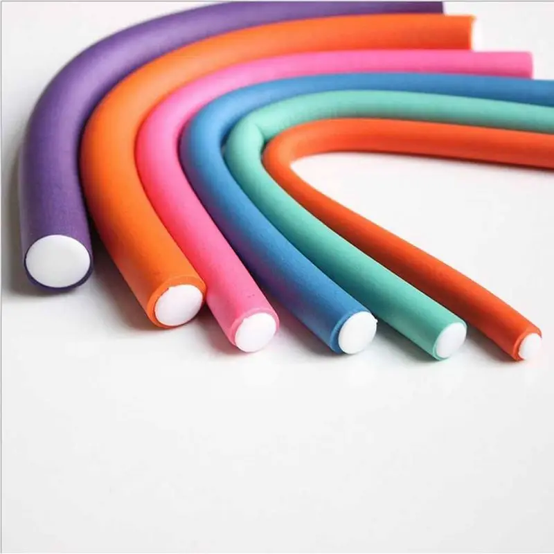 10pcs Soft Foam Sponge DIY Styling Hair Rollers Flexible Curler Bendy Twist Curls Tool Random Color