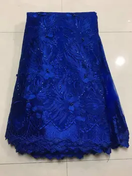 

African Laces Fabrics Embroidered Nigerian Guipure French Cord Lace Fabric High-quality Blue African French Net Lace Fabric Z58