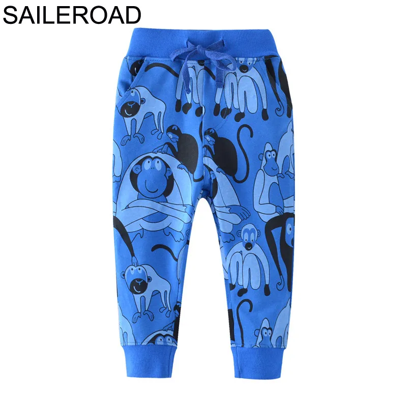 

SAILEROAD Children Sweatpants Clothing Boys New 2018 Cartoon Monkey Print Kids Boy Trousers Pants for Baby Clothing