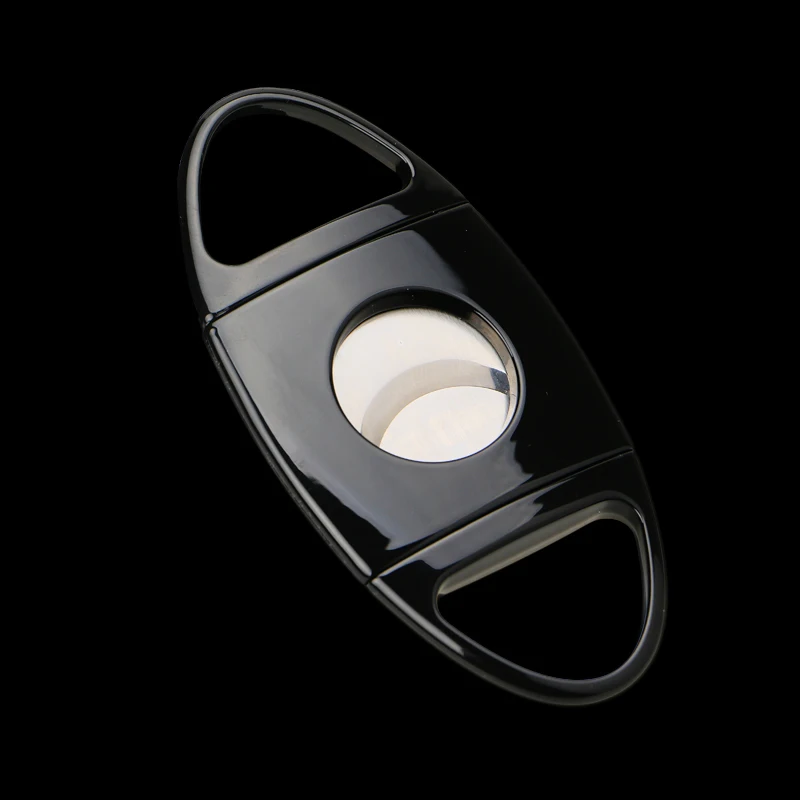 

COHIBA High-end Gadgets Black Stainless Steel Sharp Dual Blades Cigar Cutter W/ Black Leahter Case