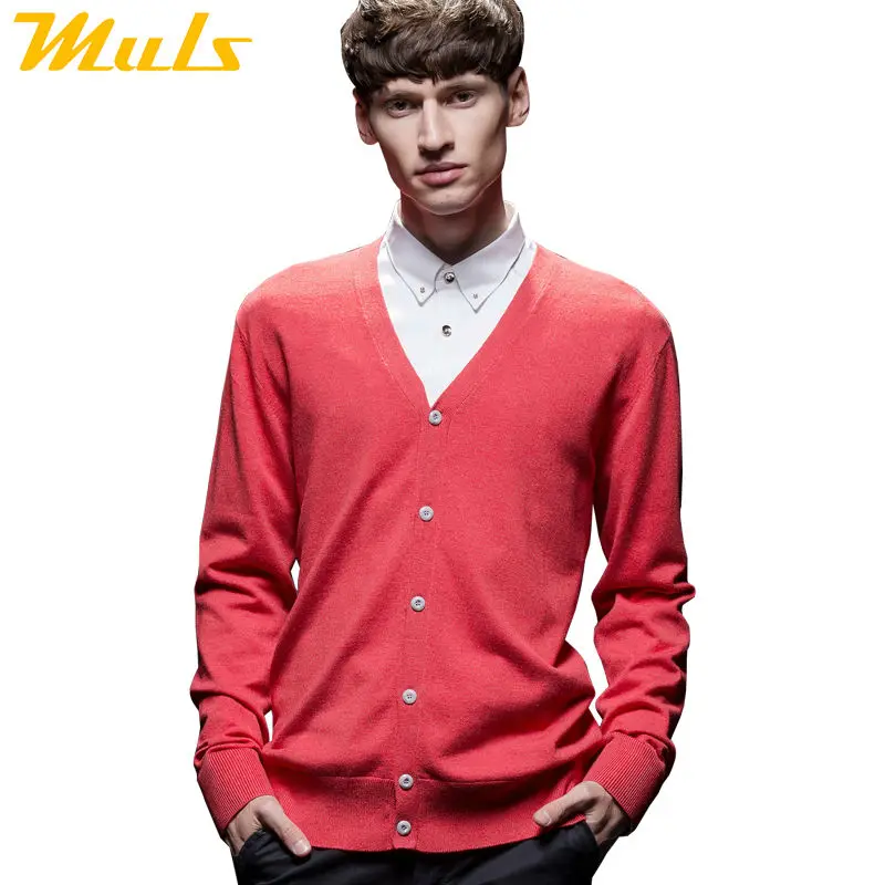 Men's cardigan sweater Cotton V neck solid color cardigans