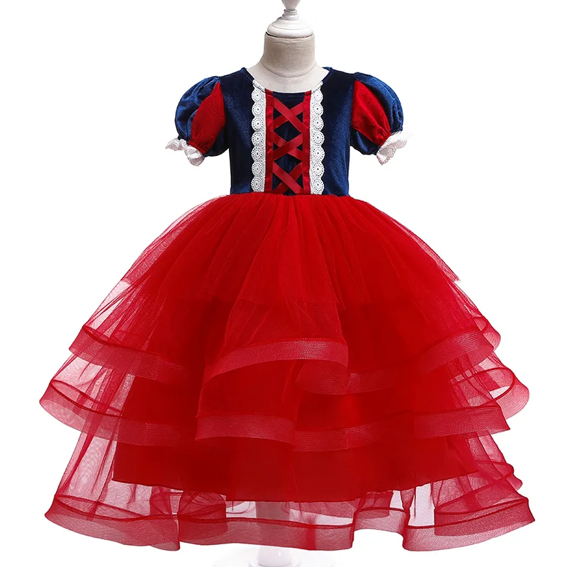 Girls Elsa Dress Carnival Cosplay Kids Dresses For Girls Snow White Elegant Party Princess Dress Children Clothing 4 6 8 12 year - Цвет: Red