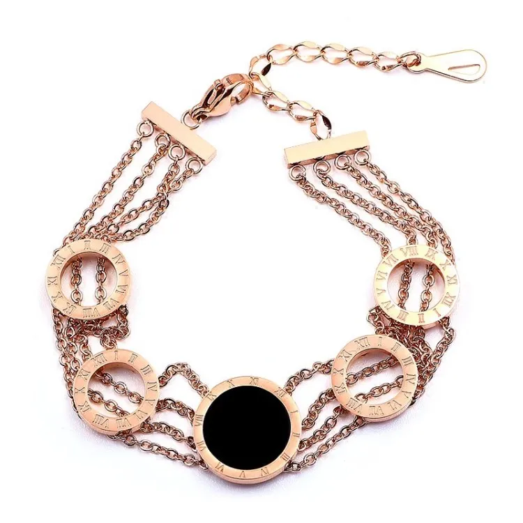 

2019 Personalized wild fashion Bulgaria Bracelets Crystal from Bulgaria Titanium Steel Roman Digital Bracelet For Women