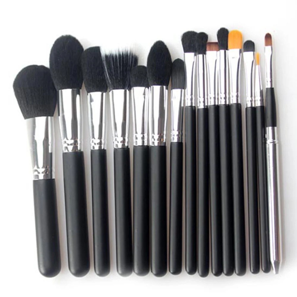 

15pcs Wood Handle Foundation Makeup Brushes Bronzer Kabuki Make Up Brush Large Round Powder Techniqueing Travel Maquiagem Pincel